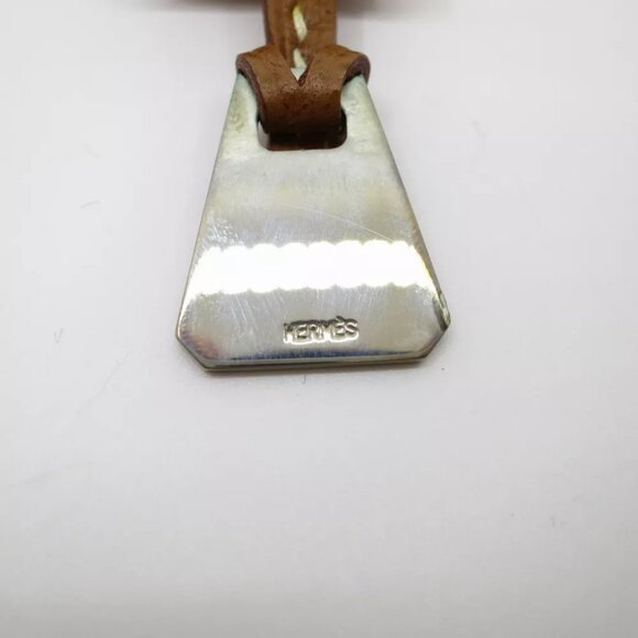 Authentic HERMES Crochet Mini Dog Tags Other Light Brown Leather - Picture 6 of 8